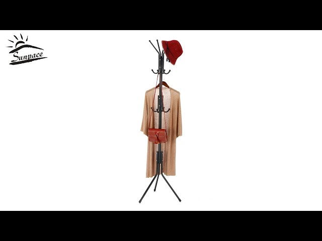 1.Material: powder coated tube, ABS+PP 2.Dimension: W45*D45*H175CM 3.12 hooks loading up to 10kg