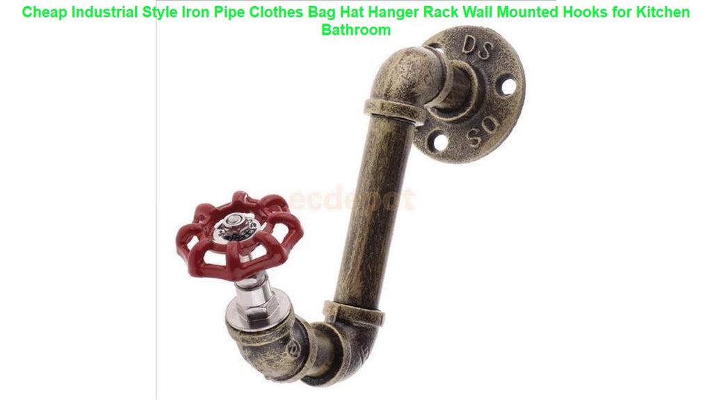 Industrial Style Iron Pipe Clothes Bag Hat Hanger Rack Wall Mounted Hooks for Kitchen Bathroom Best offer or check discount here ...