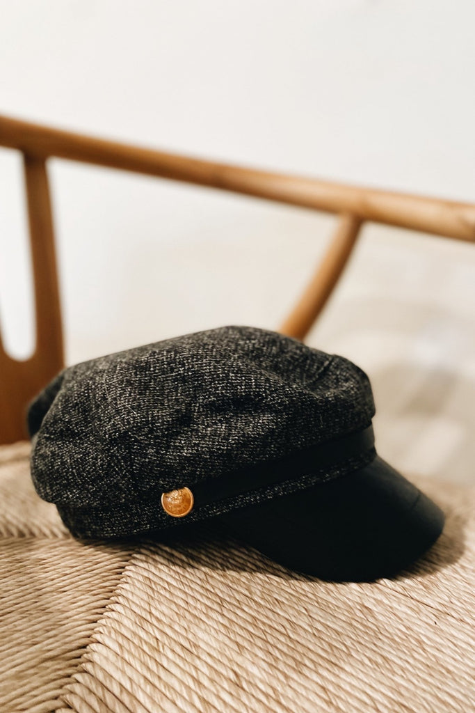 Black Marled Newsboy Hat