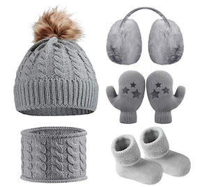 Amazon has this 5 Pieces Baby Winter Set (Includes, Hat, Scarf, Earmuffs, Mittens, & Socks) for Only $5.99!!!