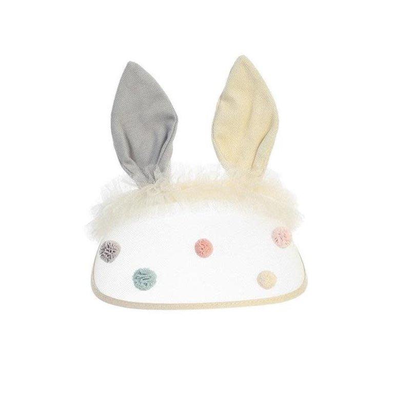 Ivory Pom Pom Bunny Visor