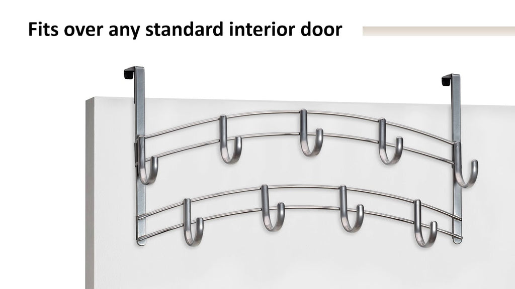 Lynk 9 Hook Over Door Organizer Rack keeps scarves, belts, ties, handbags, jewelry, caps, hats, purses and all other accessories organized and wrinkle-free.