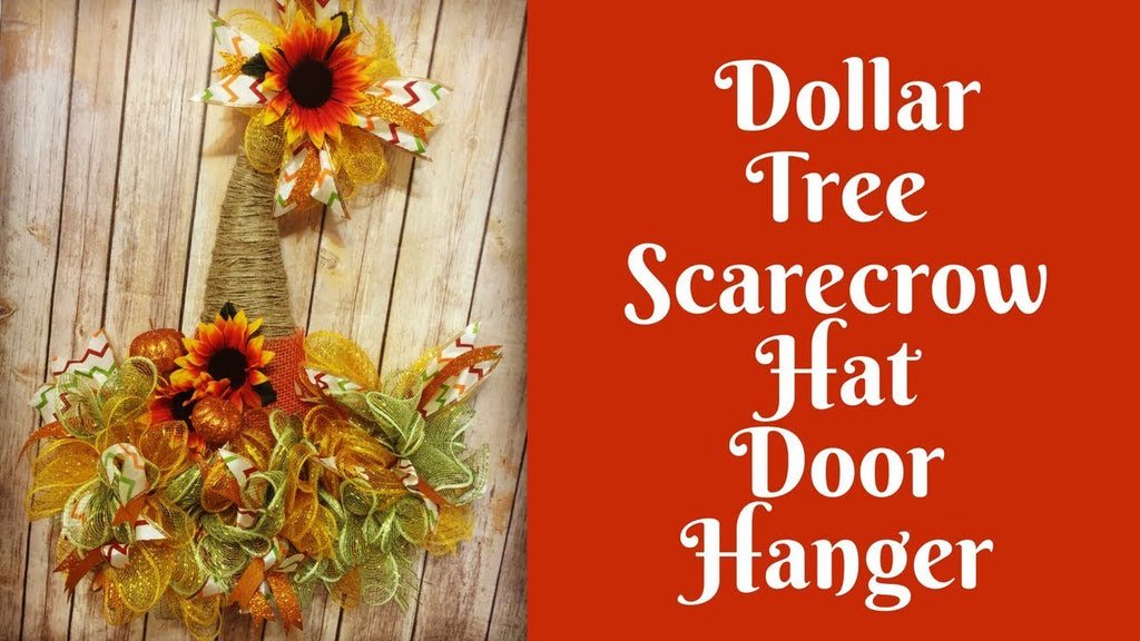 Hey y'all! In this video, I'll show you how to make an easy Dollar Tree scarecrow hat door hanger