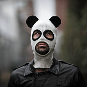 Full-face ski masks are scary. Try this friendly panda knit mask to make more friends.