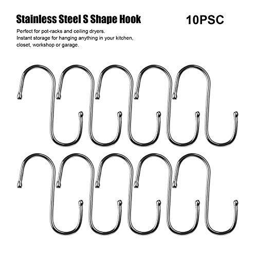 S-Shaped Hook, AOZBZ 20 Pack Stainless Steel Heavy Duty Round S Shaped Hooks Hangers for Kitchen, Bathroom, Bedroom and Office