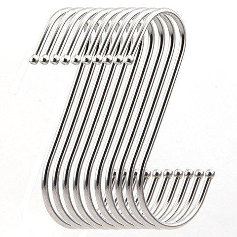 NXG 20-Pack 4 Inches S Shape Hooks,Heavy-Duty Stainless Steel Hanging Hooks - Ideal for Kitchen, Office, Home, Garden, Workplace