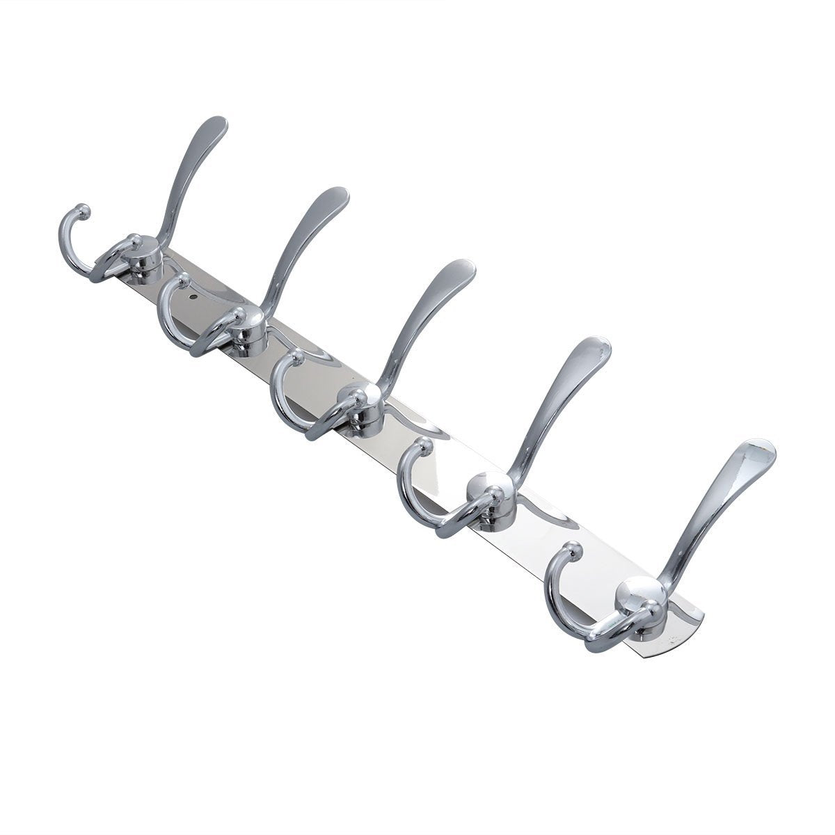 TOYMYTOY 2pcs Wall Mounted Coat Hook 2 Pack Rack with 5 Stainless Steel Hat Hanger
