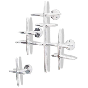 2 Wall Mounted Clothes Hooks Set Coat Rack Hat Hanger Aluminium Silver