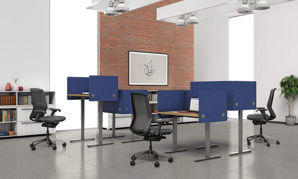 New varoom acoustic partition sound absorbing desk divider kit 1 60 w x 24h back panel 2 30w x 24h side panels privacy desk mounted cubicle panels cobalt blue