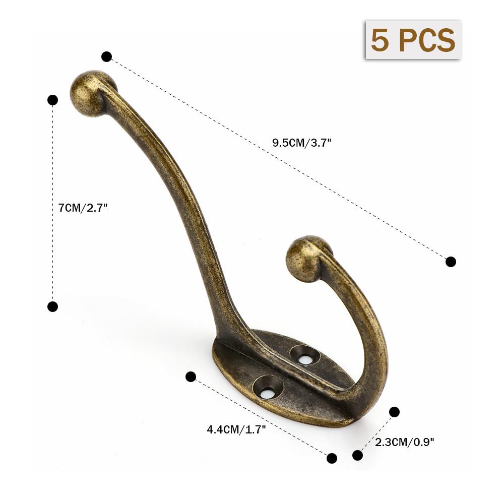 5 pcs/set Vintage Bronze Wall Hook Coat Bag Hat Hanger Robe Hooks Wall Hanging Hooks Home Kitchen Wall Door Holder